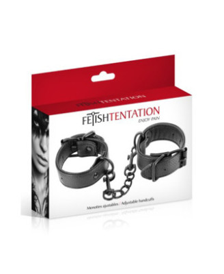 Menottes simili cuir noir ajustables Fetish Tentation 